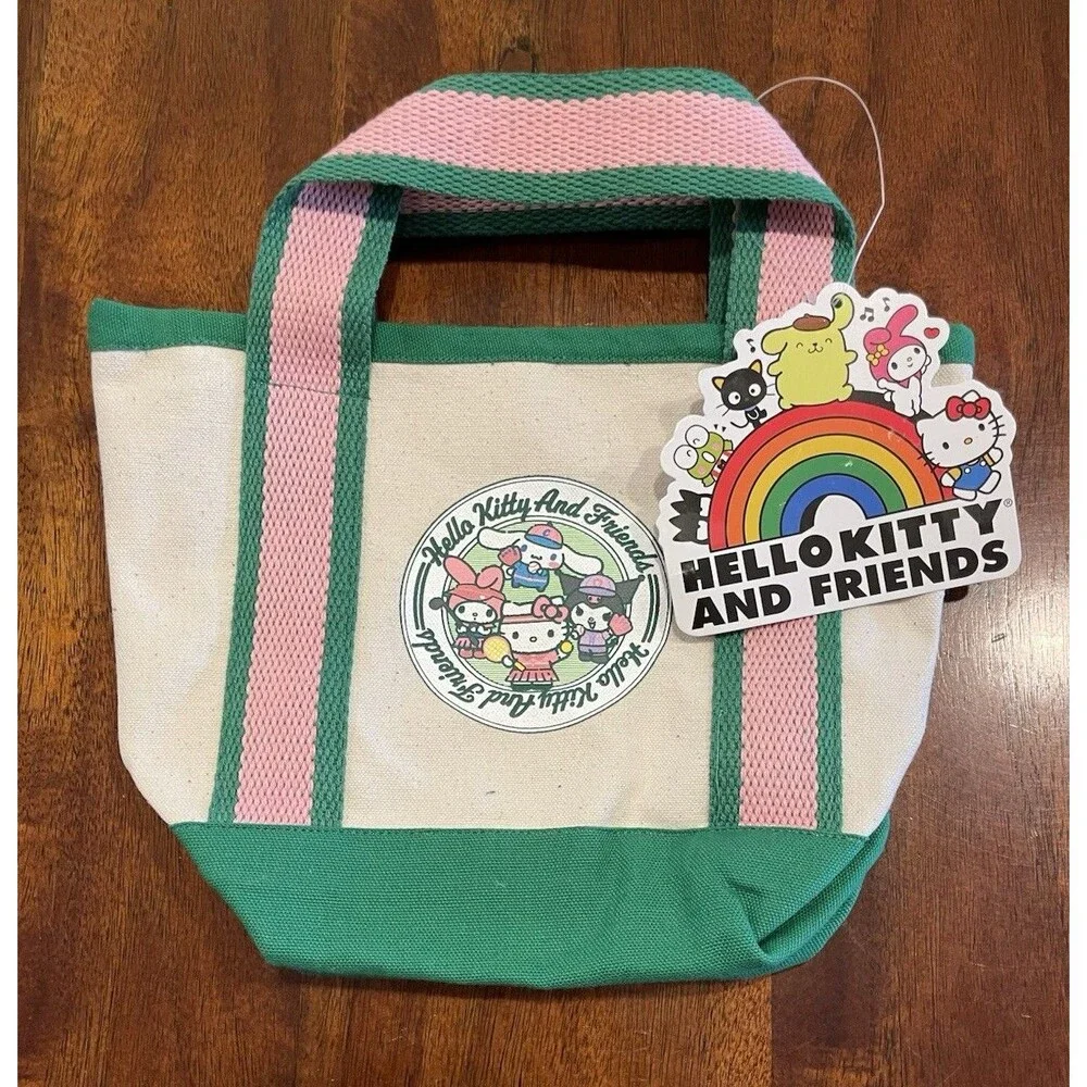 Hello Kitty and Friends Girls Friends Together Mini Cotton Canvas Tote Bag NWT